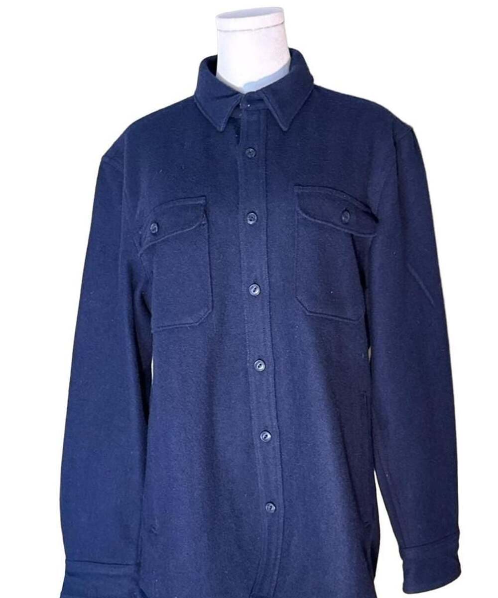 Nordstrom Wool Blend Sherpa Lined Shirt Jacket Size M Blue